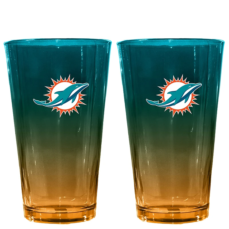 The Memory Company Miami Dolphins Two-Pack 16oz. Ombre Pint Glass Set