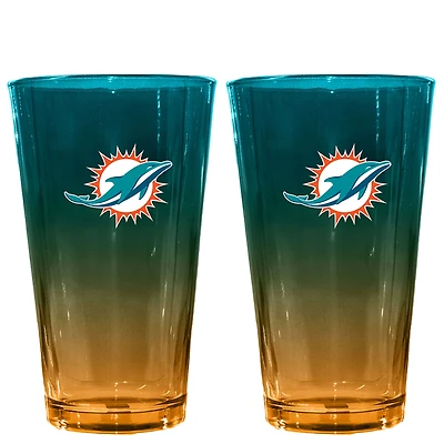 The Memory Company Miami Dolphins Two-Pack 16oz. Ombre Pint Glass Set