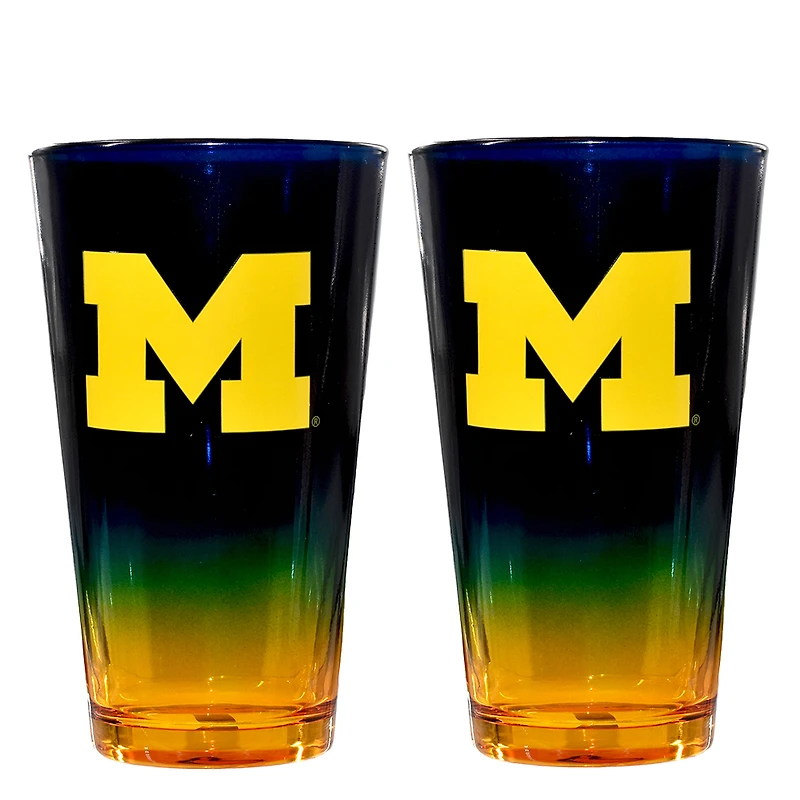 The Memory Company Michigan Wolverines Two-Pack 16oz. Ombre Pint Glass Set