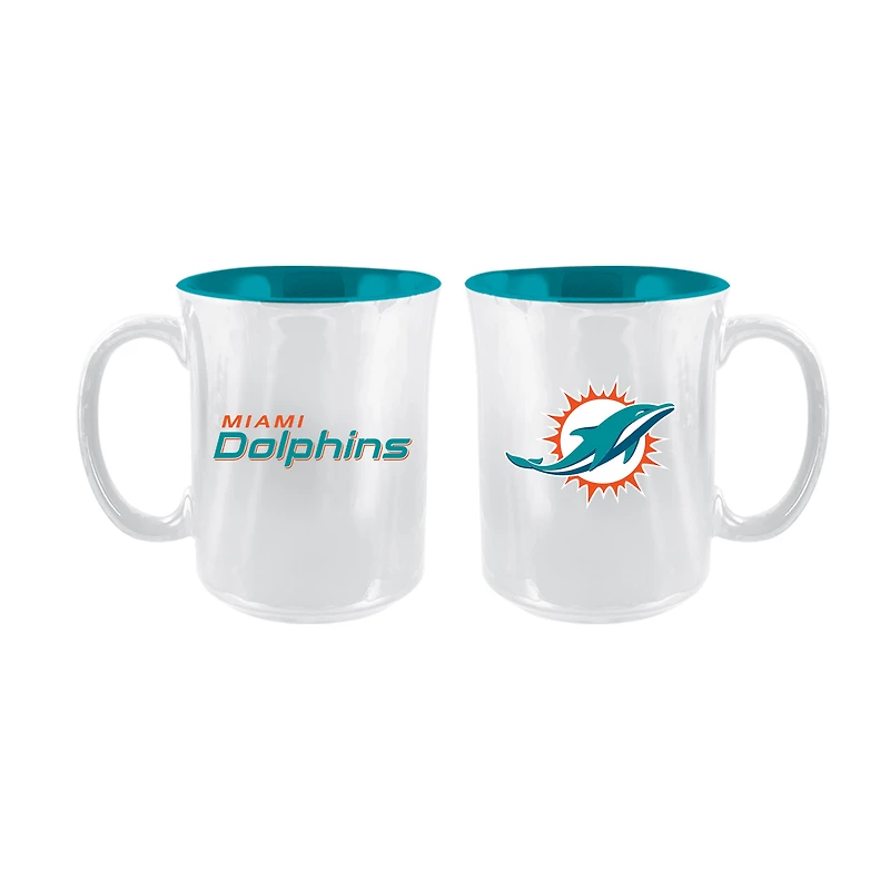 The Memory Company Miami Dolphins 2-Pack 15oz. Iridescent Ceramic Mug Set
