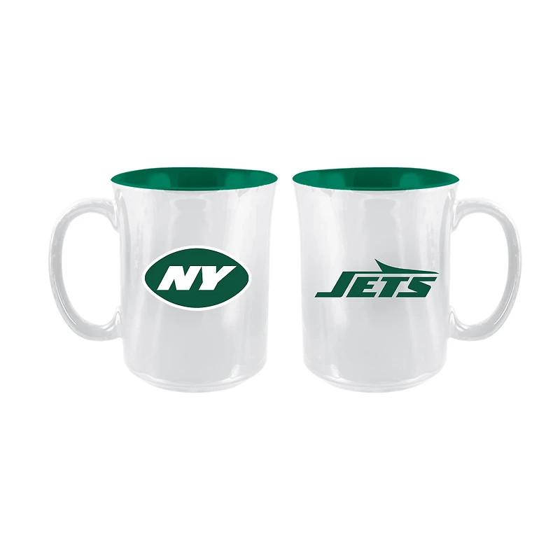 The Memory Company New York Jets 2-Pack 15oz. Iridescent Ceramic Mug Set