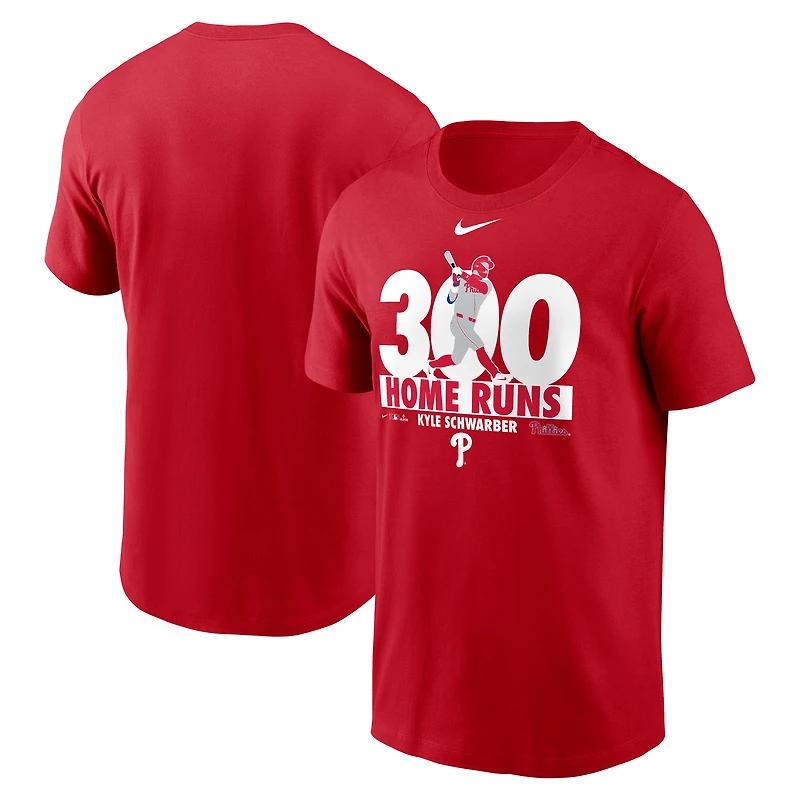 Men's Nike Kyle Schwarber Red Philadelphia Phillies 300 Home Runs Graphic T-Shirt