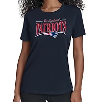 Women's Starter Navy New England Patriots Arch Stripe T-Shirt