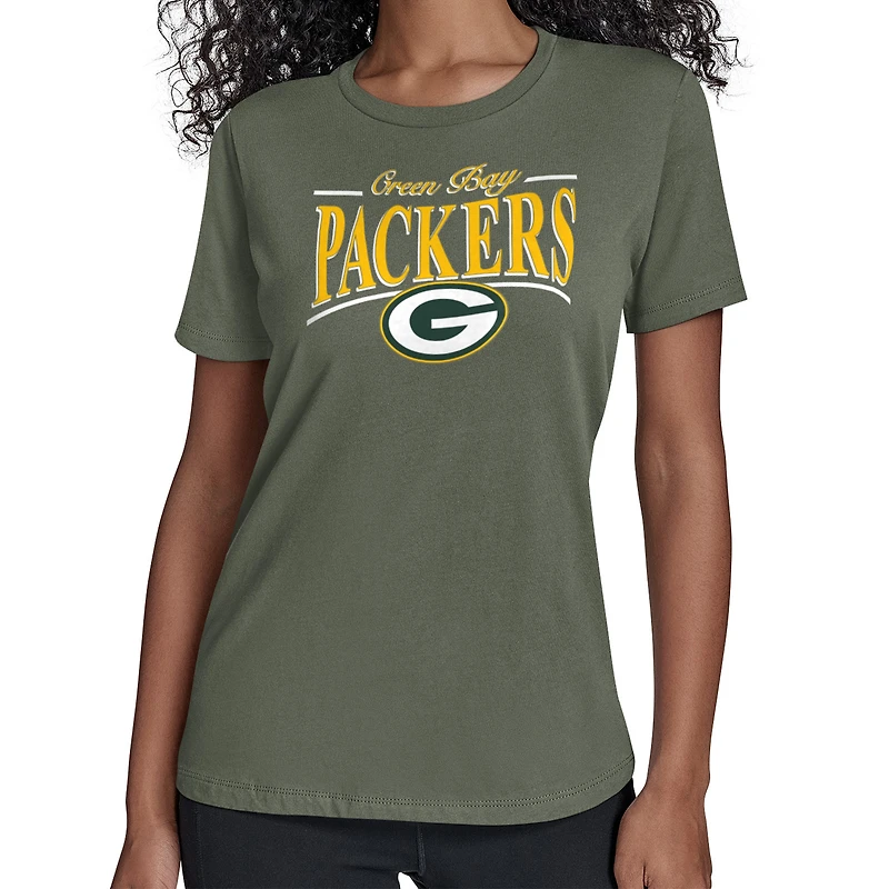 Women's Starter Green Green Bay Packers Arch Stripe T-Shirt