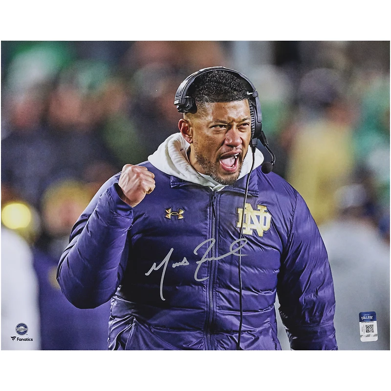 Marcus Freeman Notre Dame Fighting Irish Autographed 16" x 20" Cheering Photograph