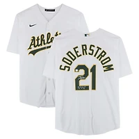 Tyler Soderstrom Athletics Autographed White Nike Replica Jersey with "MLB Debut 7/14/23" Inscription