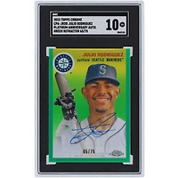 Julio Rodriguez Seattle Mariners Autographed 2023 Topps Chrome Green Refractor Platinum Anniversary #CPA-JROD #65/75 SGC Authenticated 10 Card