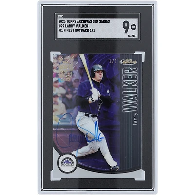 Larry Walker Colorado Rockies Autographed 2023 Topps Archives Signature Series '01 Finest Buybacks #29 #1/1 SGC Authenticated 9 Card
