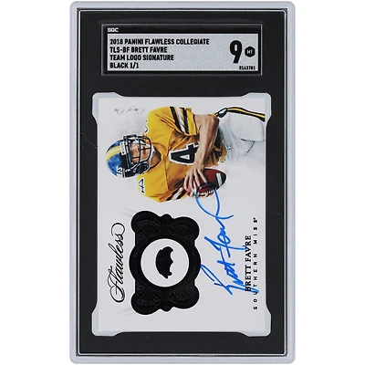 Brett Favre Southern Miss Golden Eagles Autographed 2018 Panini Flawless Collegiate Black Team Logo Signatures #TLS-BF #1/1 SGC Authenticated 9 Card