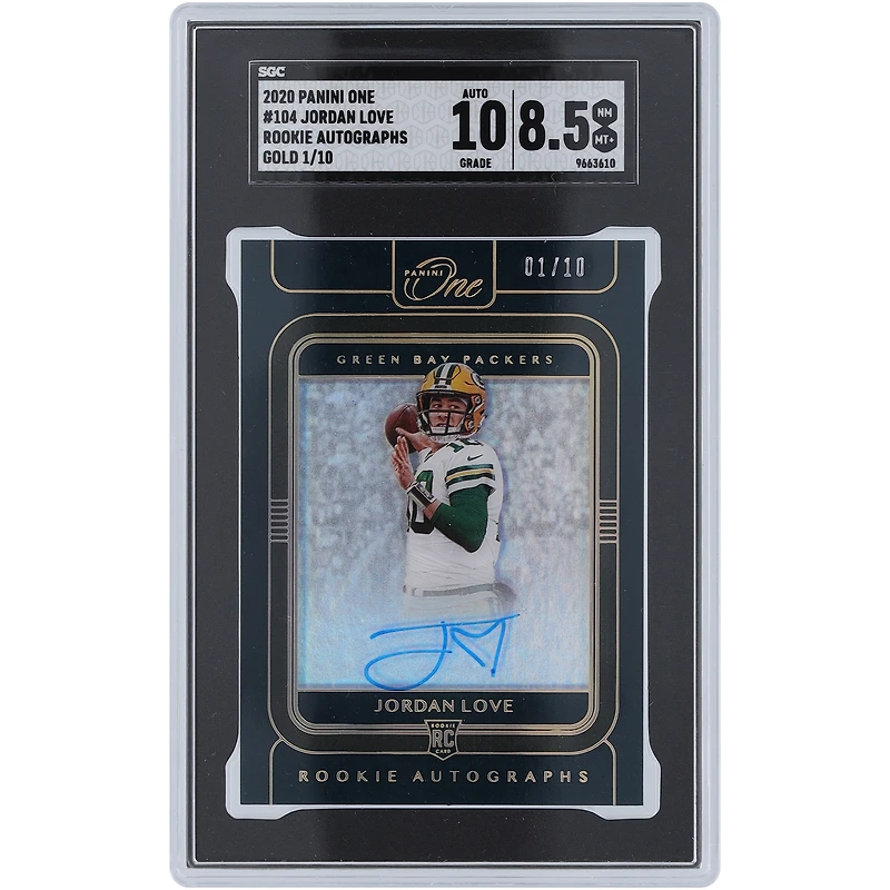 Jordan Love Green Bay Packers Autographed 2020 Panini One Gold Rookie Autograph #104 #1/10 SGC Authenticated 8.5/10 Rookie Card