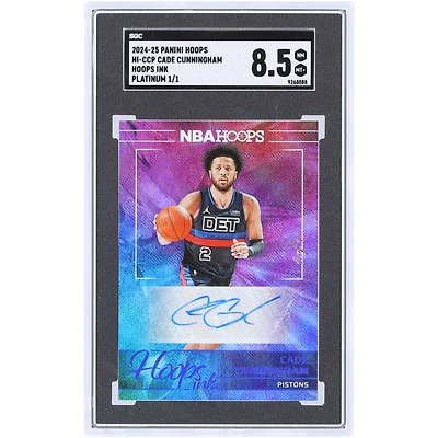 Cade Cunningham Detroit Pistons Autographed 2024-25 Panini NBA Hoops Platinum Hoops Ink #HI-CCP #1/1 SGC Authenticated 8.5 Card
