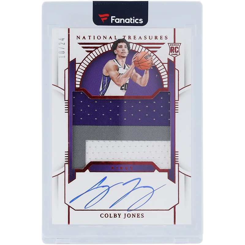 Colby Jones Sacramento Kings Autographed 2023-24 Panini National Treasures 3 Color RPA #104 #10/24 Rookie Card