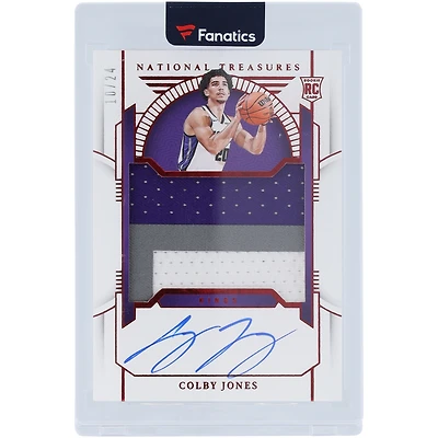 Colby Jones Sacramento Kings Autographed 2023-24 Panini National Treasures 3 Color RPA #104 #10/24 Rookie Card