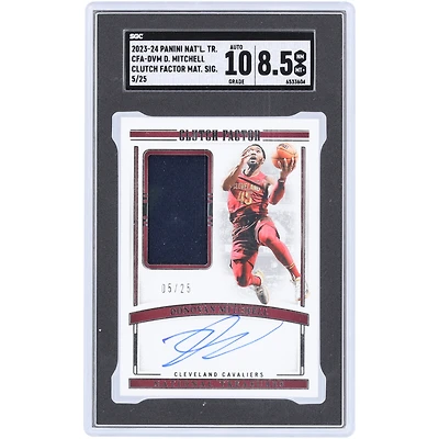 Donovan Mitchell Cleveland Cavaliers Autographed 2023-24 Panini National Treasures Clutch Factor Materials Signature Relic #CFA-DVM #5/25 SGC Authenticated 8.5/10 Card