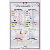 Washington Nationals Game-Used Lineup Card vs. Philadelphia Phillies on April 29, 2025