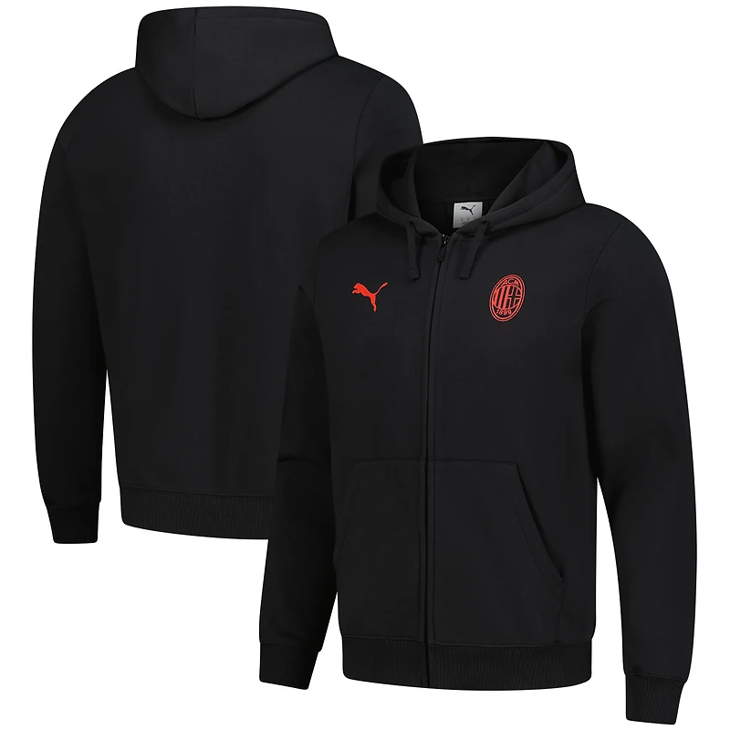Men's Puma Black AC Milan 2025/26 ftblESS Full-Zip Hoodie