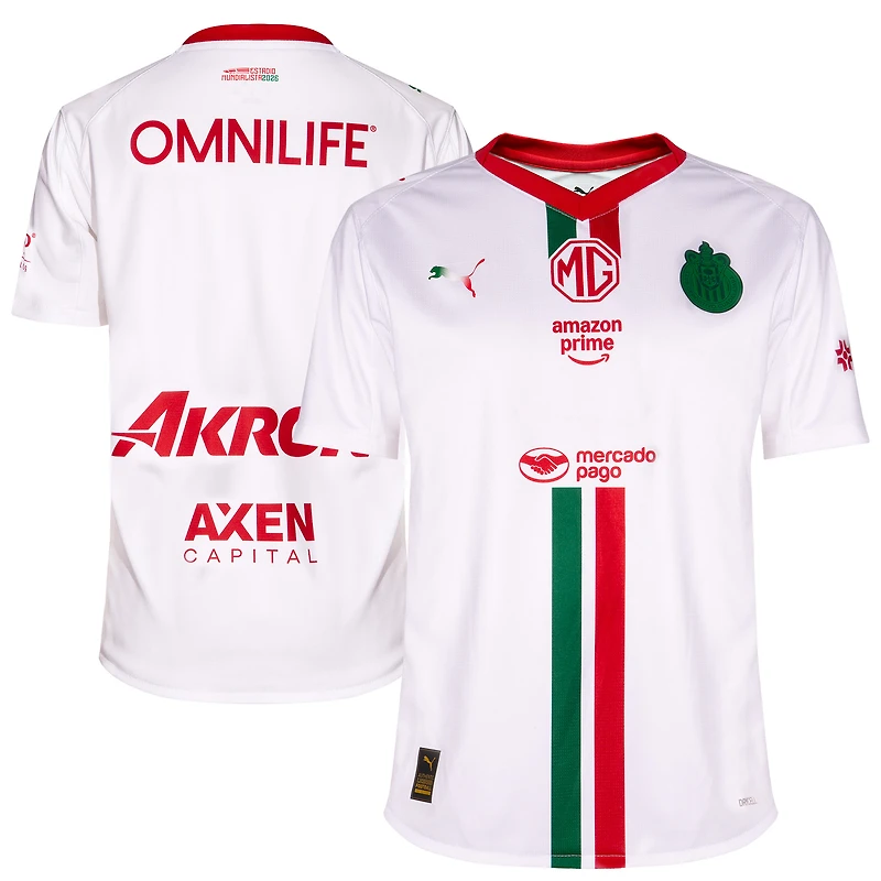 Youth Puma White Chivas 2025/26 Away Replica Jersey