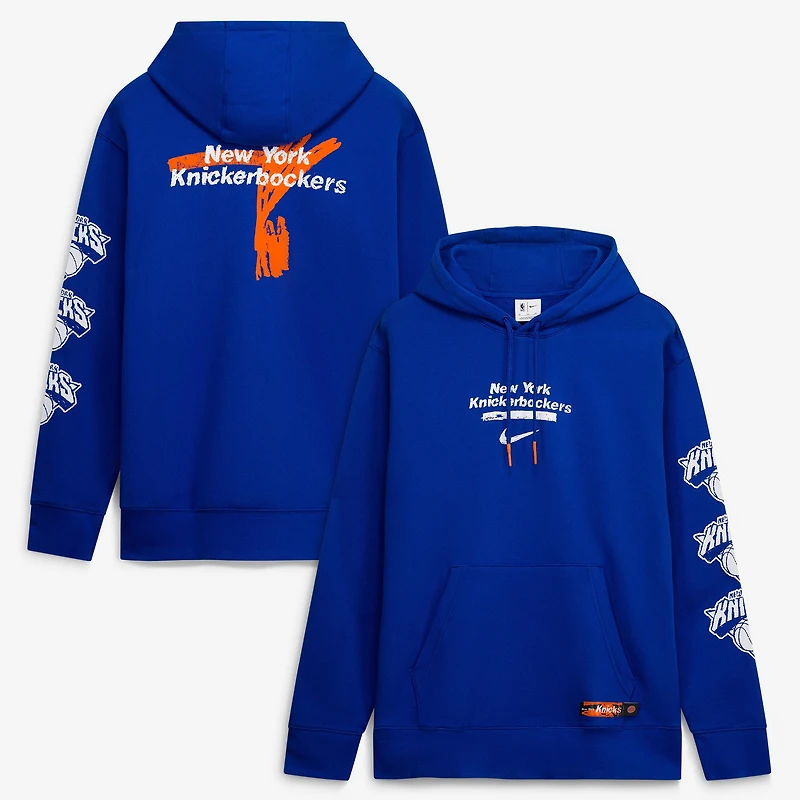 Men's Nike Blue New York Knicks Courtside Club Premium Hoodie