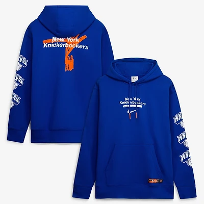 Men's Nike Blue New York Knicks Courtside Club Premium Hoodie