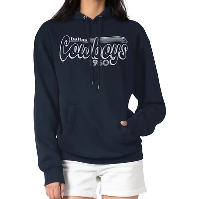 Women's Starter Navy Dallas Cowboys Groovy Script Pullover Hoodie