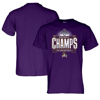 Unisex Blue 84  Purple ECU Pirates 2025 AAC Baseball Tournament Champions T-Shirt