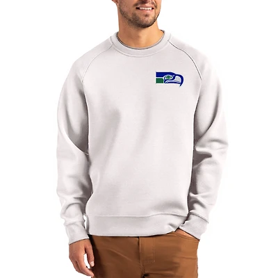 Men's Cutter & Buck Gray Seattle Seahawks Throwback Roam Recycled Raglan Pullover Sweatshirt