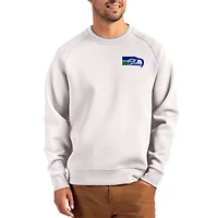 Men's Cutter & Buck Gray Seattle Seahawks Throwback Roam Recycled Raglan Pullover Sweatshirt