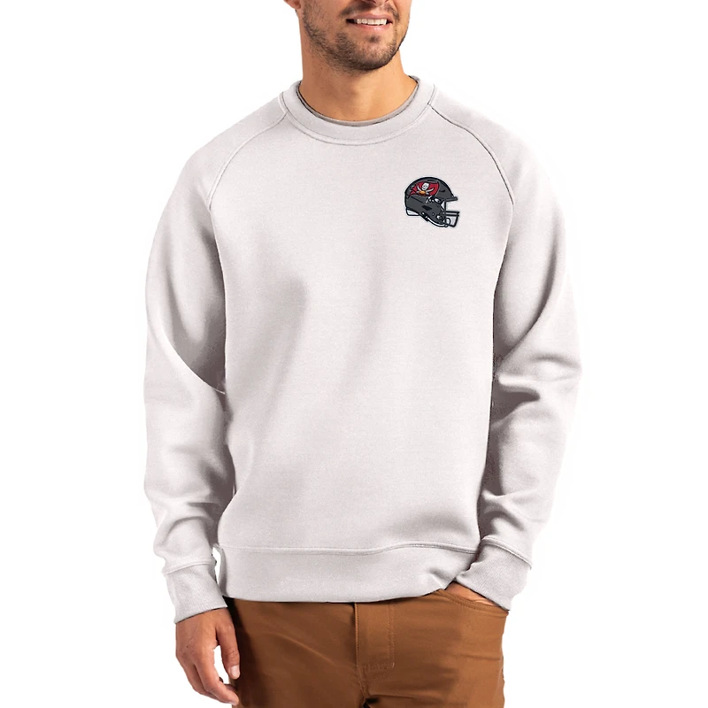 Men's Cutter & Buck Gray Tampa Bay Buccaneers Helmet Roam Recycled Raglan Pullover Sweatshirt
