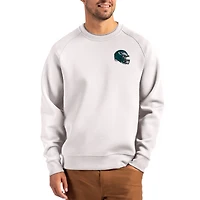 Men's Cutter & Buck Gray Philadelphia Eagles Helmet Roam Recycled Raglan Pullover Sweatshirt