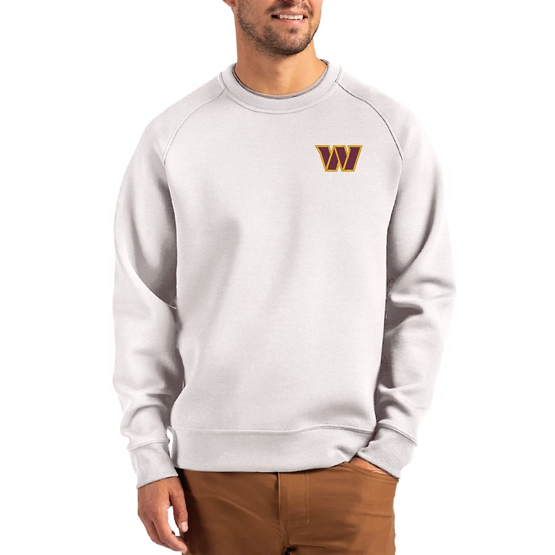 Men's Cutter & Buck Gray Washington Commanders Primary Logo Roam Recycled Raglan Pullover Sweatshirt