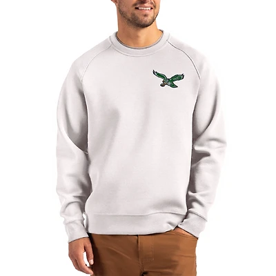 Men's Cutter & Buck Gray Philadelphia Eagles Throwback Roam Recycled Raglan Pullover Sweatshirt