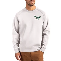 Men's Cutter & Buck Gray Philadelphia Eagles Throwback Roam Recycled Raglan Pullover Sweatshirt