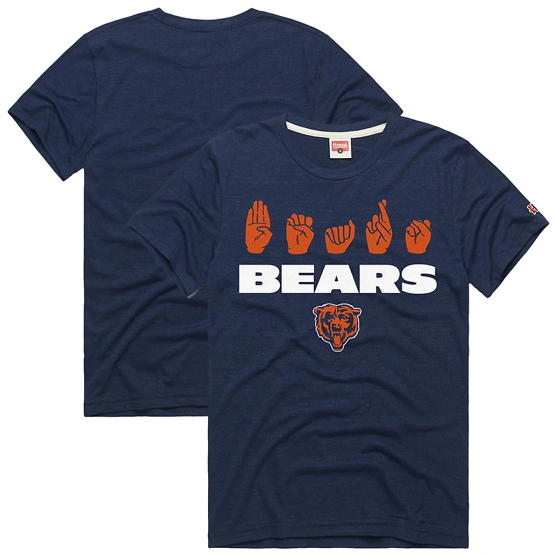 Unisex Homage Navy Chicago Bears NFL ASL Collection by Love Sign Tri-Blend T-Shirt