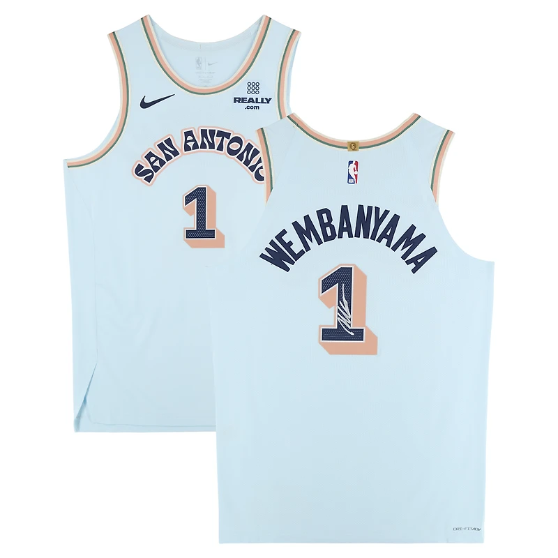 Victor Wembanyama San Antonio Spurs Autographed Light Blue Nike 2024-25 City Edition Authentic Jersey