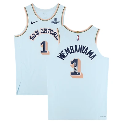 Victor Wembanyama San Antonio Spurs Autographed Light Blue Nike 2024-25 City Edition Authentic Jersey