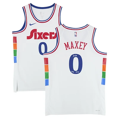 Tyrese Maxey Philadelphia 76ers Autographed White Nike 2024-25 City Edition Swingman Jersey with "Mad Max" Inscription