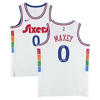 Tyrese Maxey Philadelphia 76ers Autographed White Nike 2024-25 City Edition Swingman Jersey with "Mad Max" Inscription