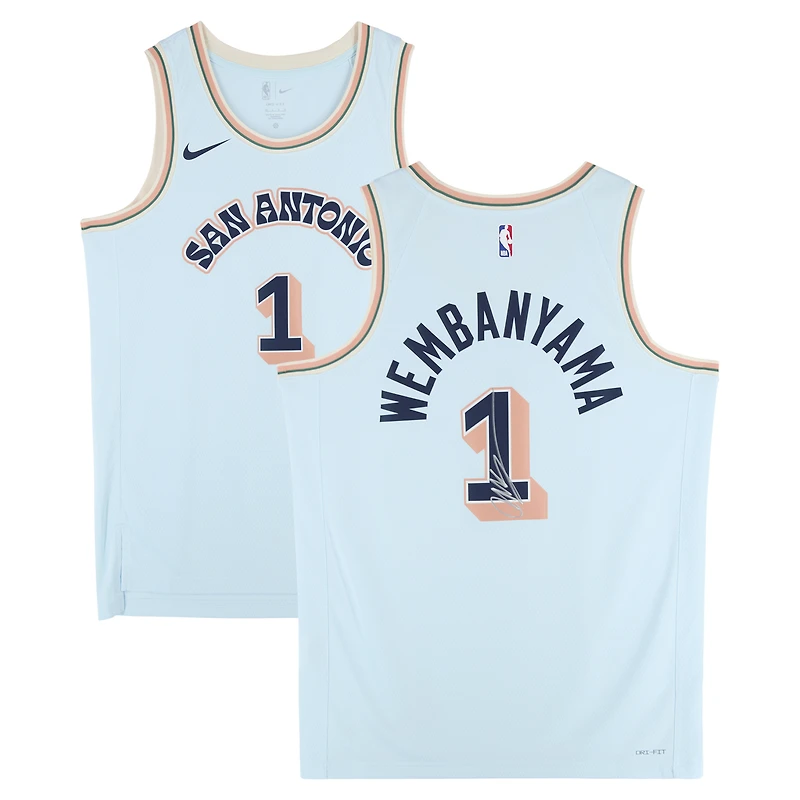 Victor Wembanyama San Antonio Spurs Autographed Light Blue Nike 2024-25 City Edition Swingman Jersey