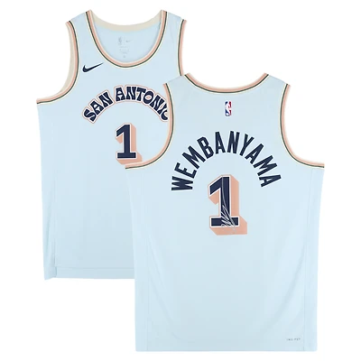 Victor Wembanyama San Antonio Spurs Autographed Light Blue Nike 2024-25 City Edition Swingman Jersey