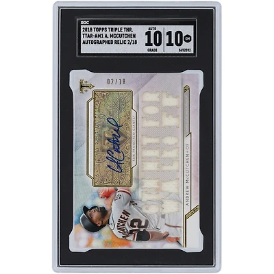 Andrew McCutchen San Francisco Giants Autographed 2018 Topps Triple Threads Multi Relic #TTAR-AM1 #2/18 SGC Authenticated 10/10 Card