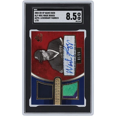 Wade Boggs Boston Red Sox Autographed 2004 Upper Deck SP Game Used Legendary Fabrics Dual 4 Color Relic #ALF-WB1 #1/25 SGC Authenticated 8.5 Card