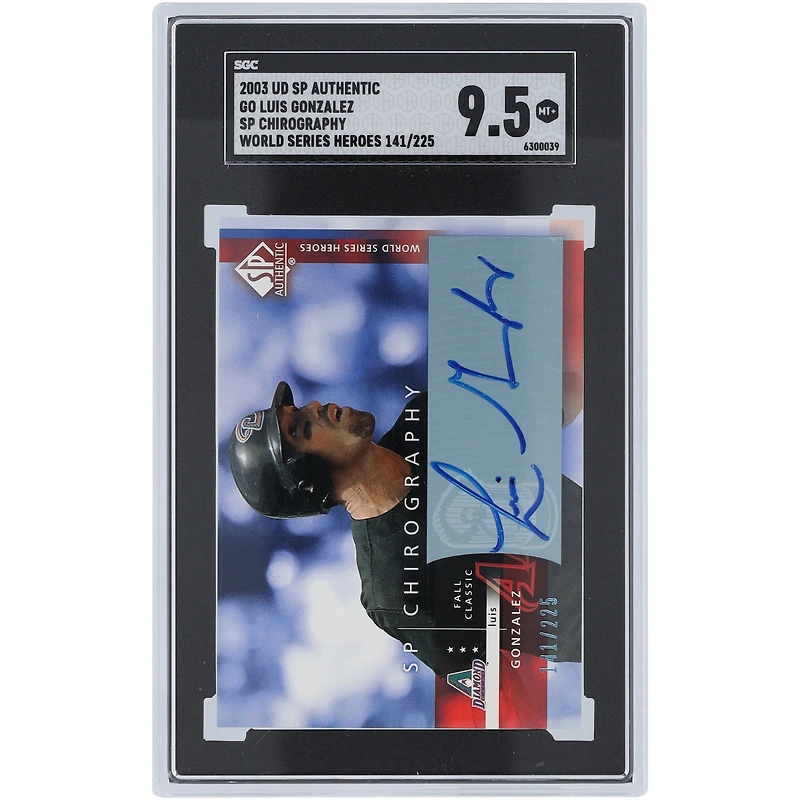 Luis Gonzalez Arizona Diamondbacks Autographed 2003 Upper Deck SP Authentic SP Chirography World Series Heroes #GO #141/225 SGC Authenticated 9.5 Card