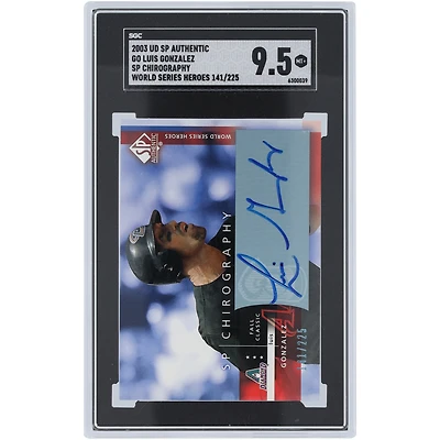 Luis Gonzalez Arizona Diamondbacks Autographed 2003 Upper Deck SP Authentic SP Chirography World Series Heroes #GO #141/225 SGC Authenticated 9.5 Card