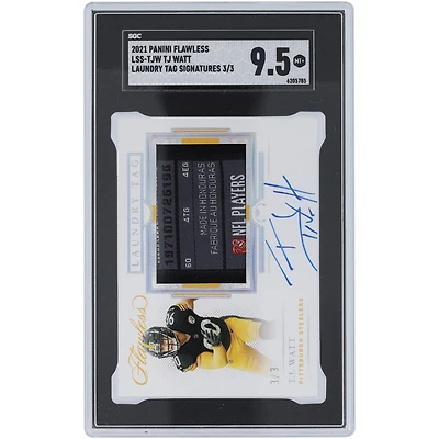 T.J. Watt Pittsburgh Steelers Autographed 2021 Panini Flawless Laundry Tag Relic Signatures #LSS-TJW #3/3 SGC Authenticated 9.5 Card