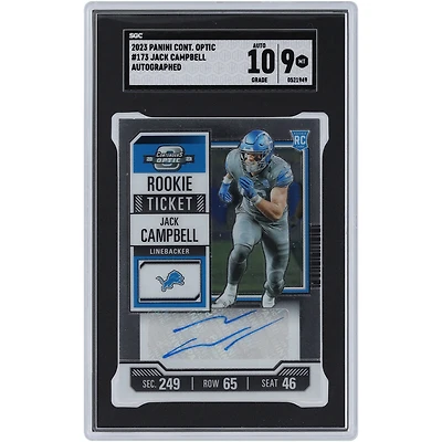 Jack Campbell Detroit Lions Autographed 2023 Panini Contenders Optic Rookie Ticket Autograph #173 SGC Authenticated 9/10 Rookie Card