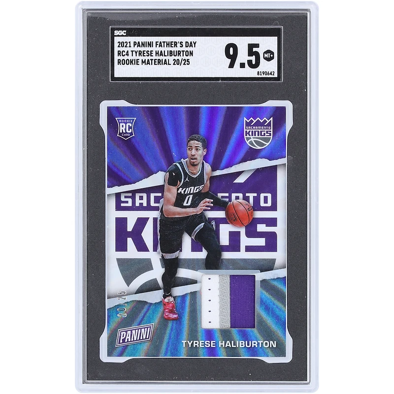Tyrese Haliburton Sacramento Kings 2021 Panini Father's Day Rookie Materials 3 Color Relic #RC4 #20/25 SGC Authenticated 9.5 Rookie Card