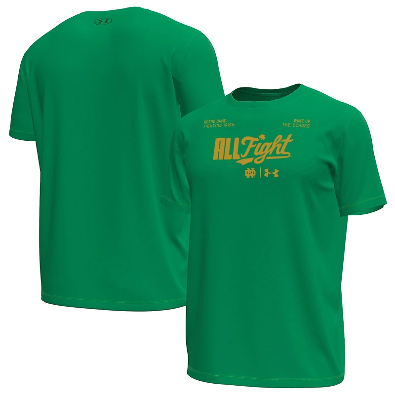Men's Under Armour Kelly Green Notre Dame Fighting Irish All Fight Tech Stretch T-Shirt