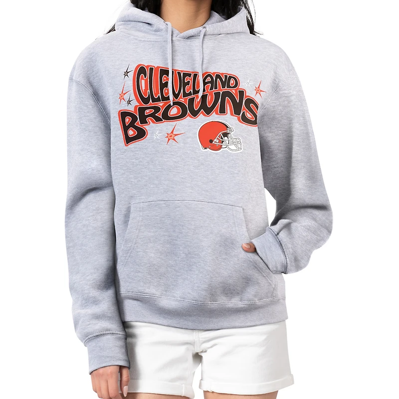 Women's Starter Gray Cleveland Browns Fireworks Fleece Pullover Hoodie