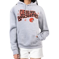 Women's Starter Gray Cleveland Browns Fireworks Fleece Pullover Hoodie