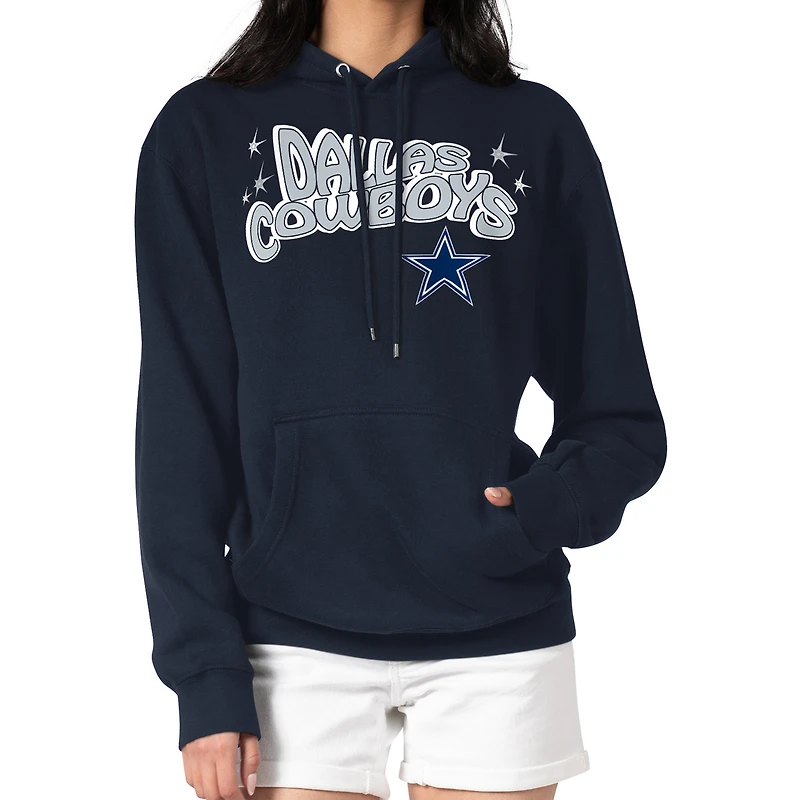 Women's Starter Navy Dallas Cowboys Fireworks Fleece Pullover Hoodie